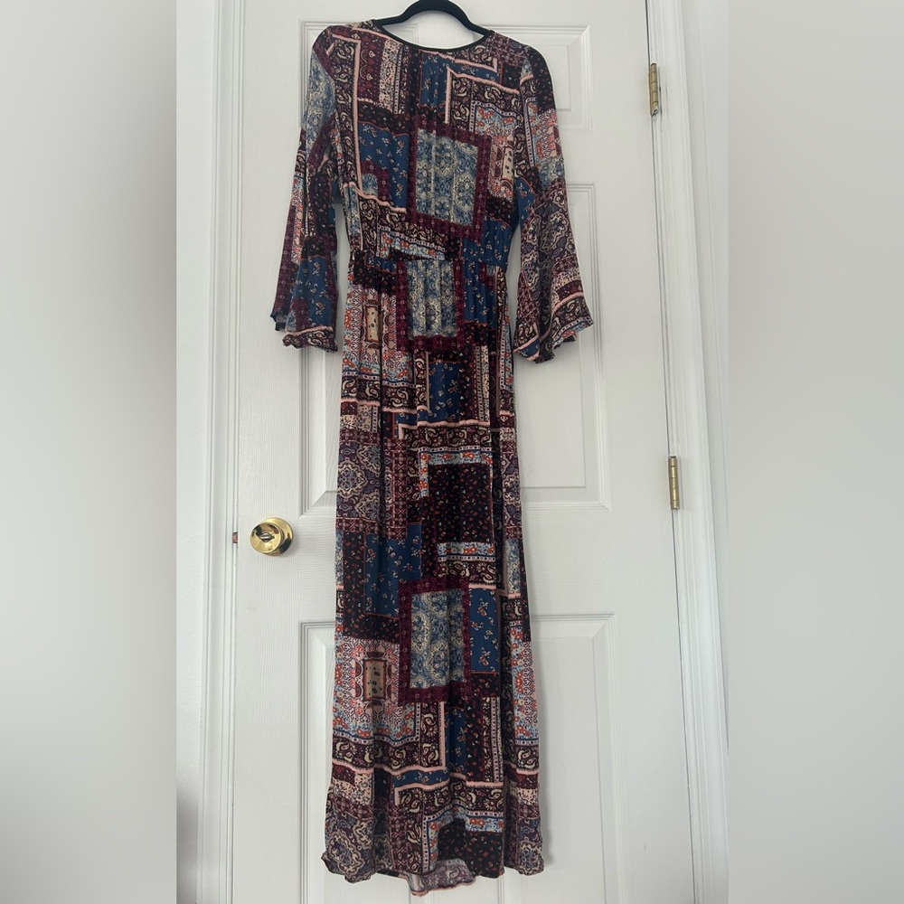 NWT American Eagle Long Sleeve Patchwork Maxi Dre… - image 8